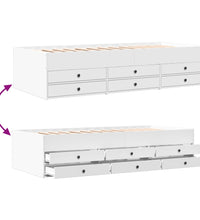 Tagesbett mit Schubladen ohne Matratze Weiß 90x200 cm