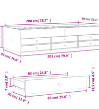 Tagesbett mit Schubladen Schwarz 90x200 cm Holzwerkstoff