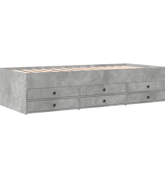 Tagesbett mit Schubladen ohne Matratze Betongrau 90x200 cm