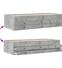 Tagesbett mit Schubladen ohne Matratze Betongrau 90x200 cm