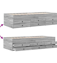 Tagesbett mit Schubladen ohne Matratze Grau Sonoma 90x200 cm