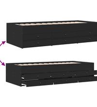 Tagesbett mit Schubladen ohne Matratze Schwarz 90x190 cm