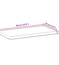 Schweberegal 60x20x2 cm Massivholz Akazie Unbehandelt