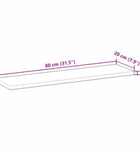 Schweberegal 80x20x2 cm Massivholz Akazie Unbehandelt