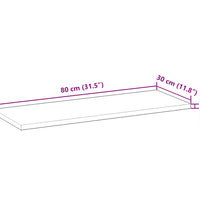 Schweberegal 80x30x2 cm Massivholz Akazie Unbehandelt