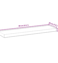 Schweberegale 2 Stk. 80x20x4 cm Massivholz Akazie Unbehandelt