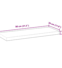 Schweberegal 80x30x4 cm Massivholz Akazie Unbehandelt