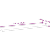 Schweberegal 120x30x4 cm Massivholz Akazie Unbehandelt