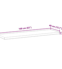 Schweberegal 160x40x4 cm Massivholz Akazie Unbehandelt