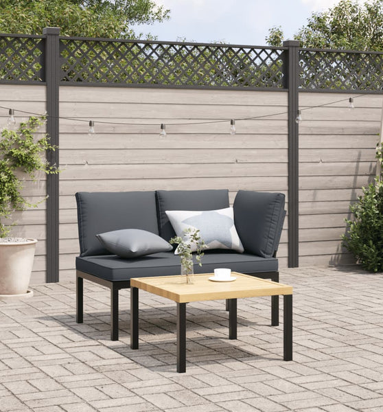 Gartenbank mit Kissen Schwarz Aluminium