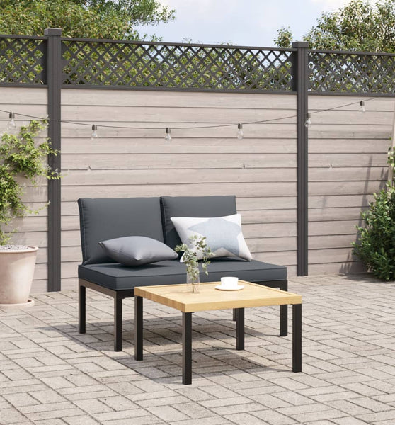 Gartenbank mit Kissen Schwarz Aluminium