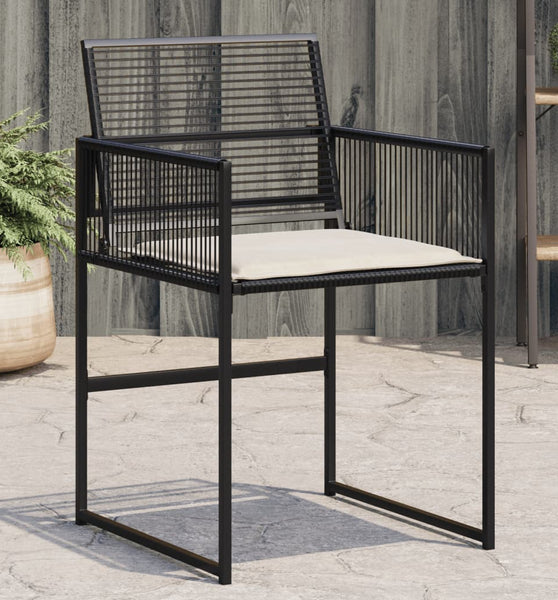 Gartenstühle mit Kissen 4 Stk. Schwarz Poly Rattan