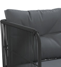 Gartensofa in L-Form mit Kissen Schwarz Stahl und Textilene