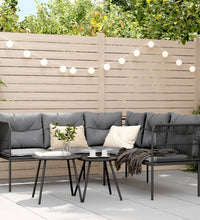 Gartensofa in L-Form mit Kissen Schwarz Stahl und Textilene