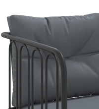Gartensofa in L-Form mit Kissen Schwarz Stahl und Textilene