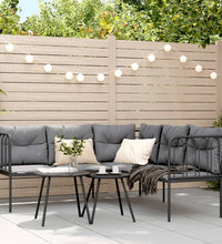 Gartensofa in L-Form mit Kissen Schwarz Stahl und Textilene