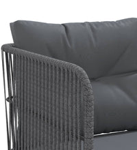 Gartensofa in L-Form mit Kissen Schwarz Stahl und Textilene