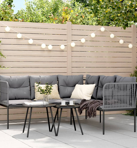 Gartensofa in L-Form mit Kissen Schwarz Stahl und Textilene