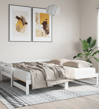 Tagesbett Ausziehbar Weiß 90x200 cm Massivholz Kiefer