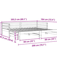 Tagesbett Ausziehbar Weiß 90x200 cm Massivholz Kiefer