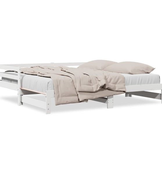 Tagesbett Ausziehbar Weiß 90x200 cm Massivholz Kiefer