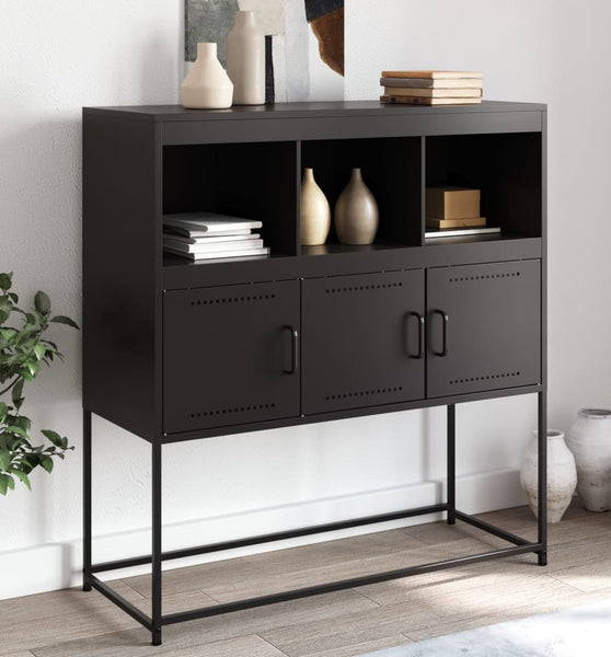 Sideboard Schwarz 100,5x39x107 cm Kaltgewalzter Stahl