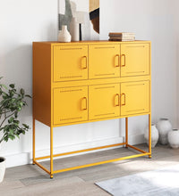 Sideboard Senfgelb 100,5x39x107 cm Kaltgewalzter Stahl