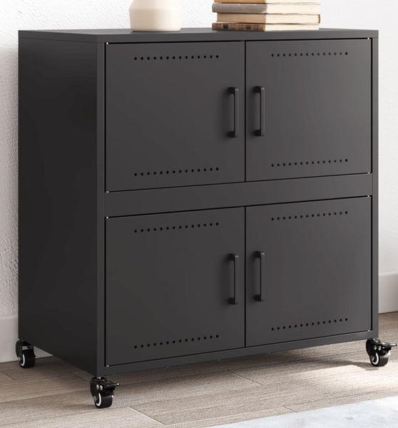 Sideboard Schwarz 68,5x39x72 cm Kaltgewalzter Stahl