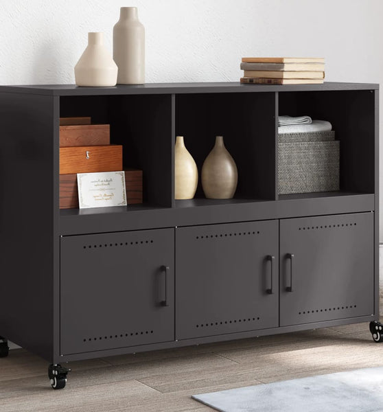 Sideboard Schwarz 100,5x39x72 cm Kaltgewalzter Stahl