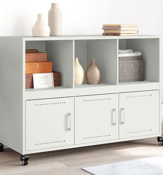 Sideboard Weiß 100,5x39x72 cm Kaltgewalzter Stahl