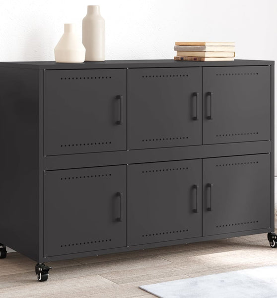 Sideboard Schwarz 100,5x39x72 cm Kaltgewalzter Stahl