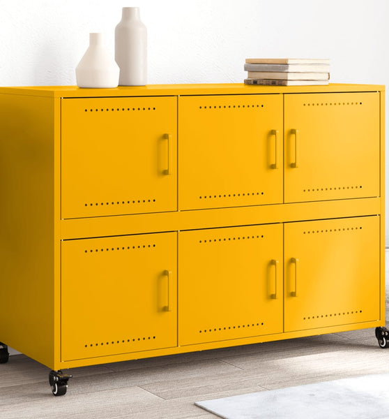 Sideboard Senfgelb 100,5x39x72 cm Kaltgewalzter Stahl