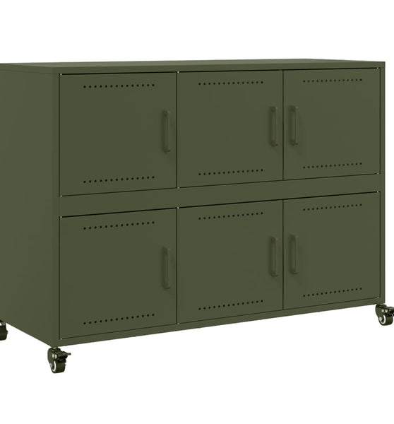 Sideboard Olivgrün 100,5x39x72 cm Kaltgewalzter Stahl