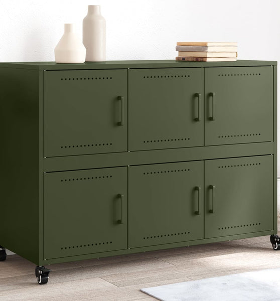 Sideboard Olivgrün 100,5x39x72 cm Kaltgewalzter Stahl