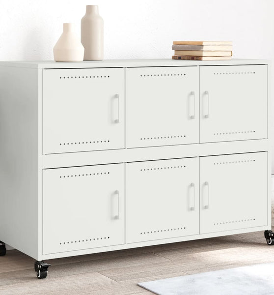 Sideboard Weiß 100,5x39x72 cm Kaltgewalzter Stahl