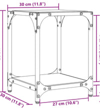 Couchtisch mit Glasplatte Transparent 30x30x40 cm Stahl