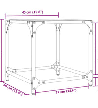 Couchtisch mit Glasplatte Schwarz Transparent 40x40x40 cm Stahl