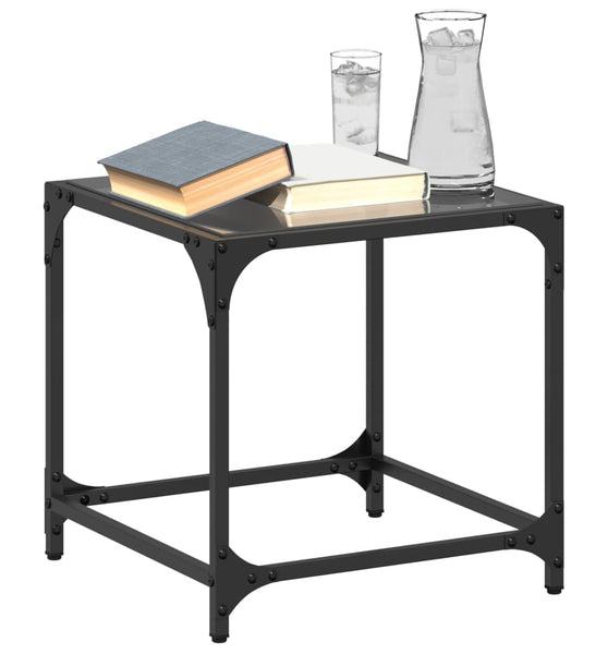 Couchtisch mit Glasplatte Schwarz Transparent 40x40x40 cm Stahl