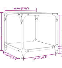 Couchtisch mit Glasplatte Transparent 40x40x40 cm Stahl