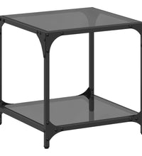 Couchtisch mit Glasplatte Schwarz Transparent 40x40x40 cm Stahl