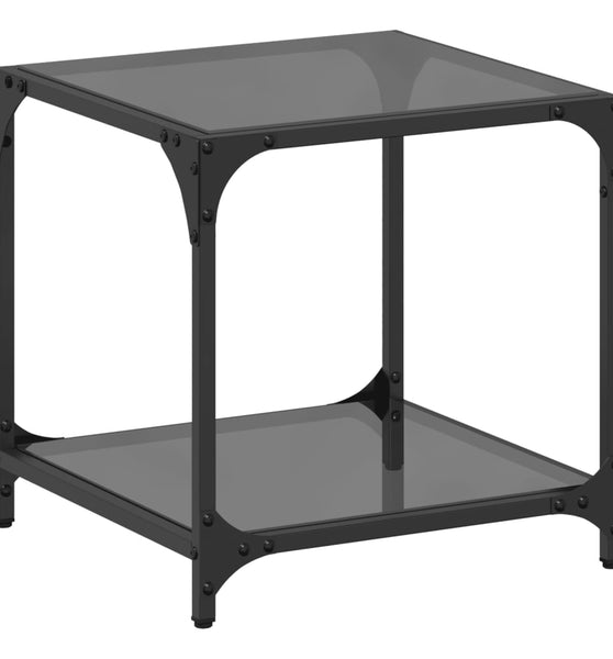 Couchtisch mit Glasplatte Schwarz Transparent 40x40x40 cm Stahl