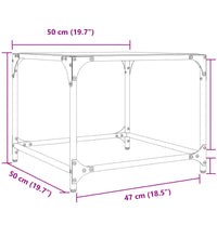 Couchtisch mit Glasplatte Transparent 50x50x40 cm Stahl