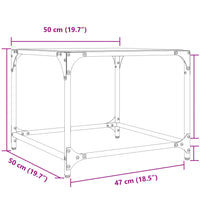 Couchtische mit Glasplatte 2 Stk. Transparent 50x50x40 cm Stahl