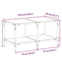 Couchtisch mit Glasplatte Schwarz 78,5x40x40 cm Stahl