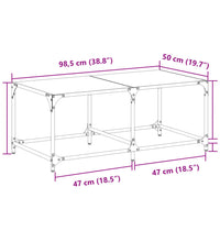 Couchtisch mit Glasplatte Transparent 98,5x50x40 cm Stahl