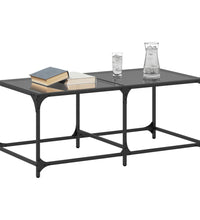 Couchtisch mit Glasplatte Schwarz 98,5x50x40 cm Stahl