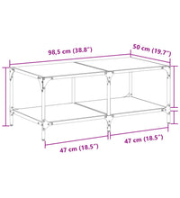 Couchtisch mit Glasplatte Transparent 98,5x50x40 cm Stahl