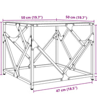 Couchtisch mit Glasplatte Transparent 50x50x41 cm Stahl