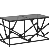 Couchtisch mit Glasplatte Schwarz 78,5x40x41 cm Stahl