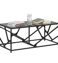 Couchtisch mit Glasplatte Schwarz 98,5x50x41 cm Stahl